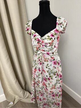 Trixxi White Maxi Dress with Pink Floral Print